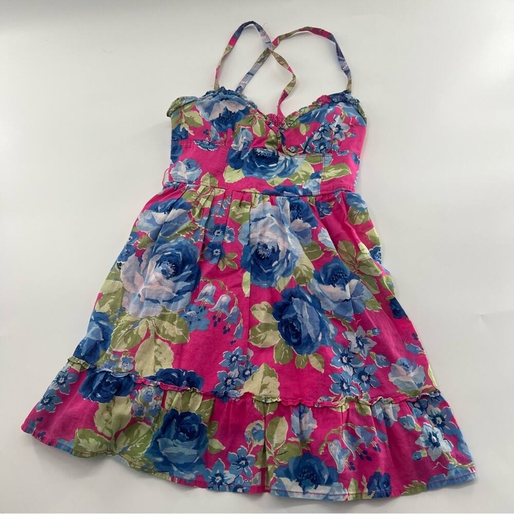 abercrombie kids Pink Floral Sundress with Blue Roses